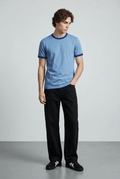 Contrast Trims T-shirt in Blue TEE ATTIR-UNISEX