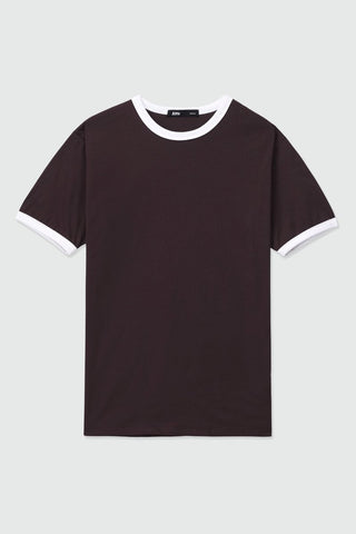 Contrast Trims T-shirt in Chocolate - AttirTEE