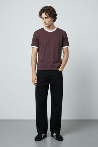 Contrast Trims T-shirt in Chocolate - AttirTEE
