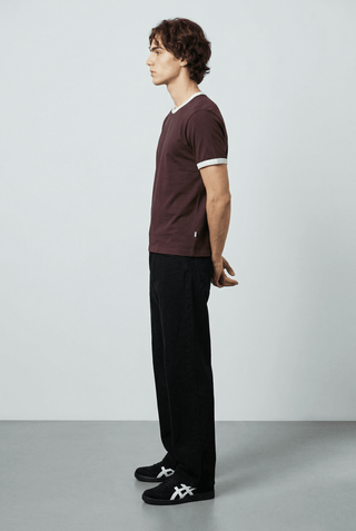 Contrast Trims T-shirt in Chocolate - AttirTEE