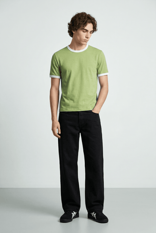 Contrast Trims T-shirt in Matcha - AttirTEE