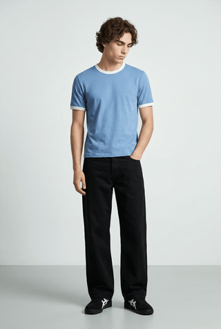 Contrast Trims T-shirt in Sky Blue - AttirTEE