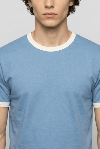 Contrast Trims T-shirt in Sky Blue - AttirTEE