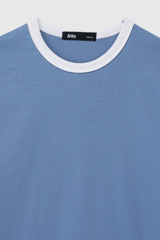 Contrast Trims T-shirt in Sky Blue - AttirTEE