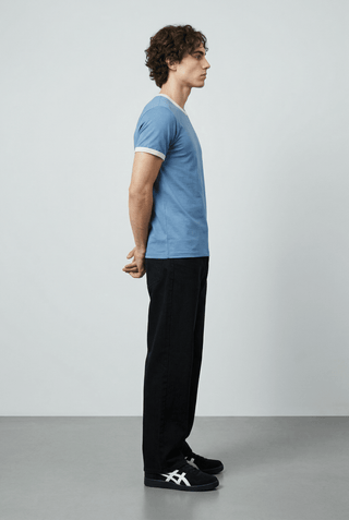 Contrast Trims T-shirt in Sky Blue - AttirTEE