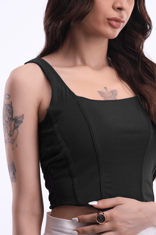 Corset Top in Black - AttirSOLID - TOP