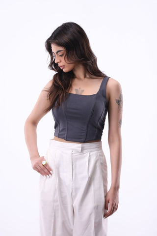 Corset Top in Dark Grey - AttirTOP