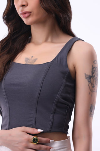 Corset Top in Dark Grey - AttirTOP