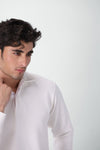 Cotton Polo Sweatshirt in White POLOSWEATSHIRT ATTIR-MEN