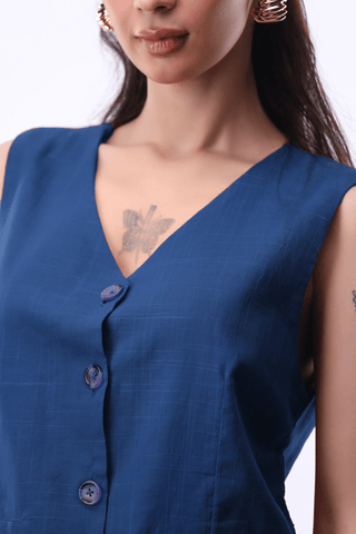 Cotton Waistcoat in Blue - AttirVEST
