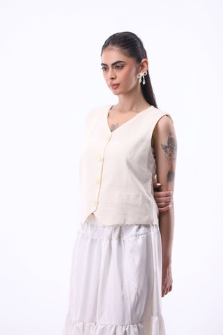 Cotton Waistcoat in Ivory - AttirVEST