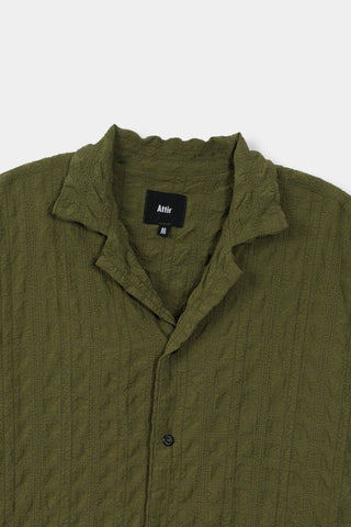 Creased Camp Collar Shirt in Olive - AttirSHIRT