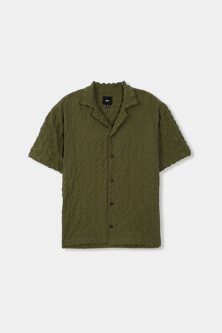 Creased Camp Collar Shirt in Olive - AttirSHIRT
