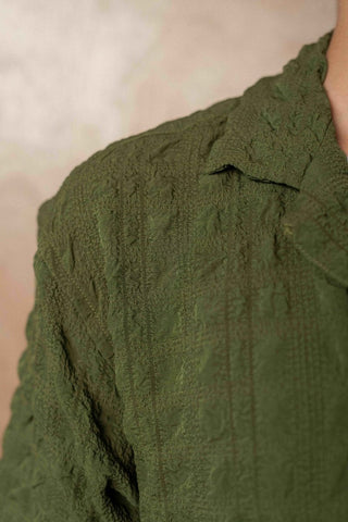 Creased Camp Collar Shirt in Olive - AttirSHIRT