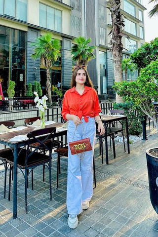 Creased - Effect Over Shirt in Orange - AttirSHIRT