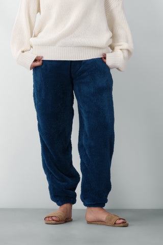 Teddy Fur Bottoms in Navy Blue