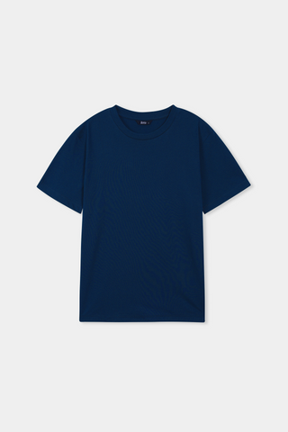 Structured Cotton T-shirt in Navy