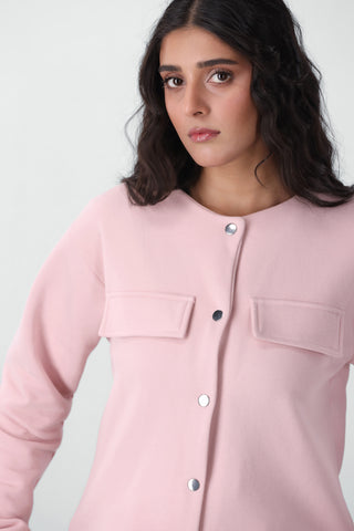 Sweatshirt Cardigan in Pastel Pink