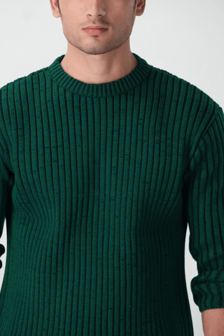 Dual Tone Plating Knitted Jumper in Dark Green - AttirSWEATER