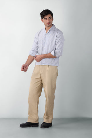 Boxy Fit Camp Collar Shirt in Diamond Blue