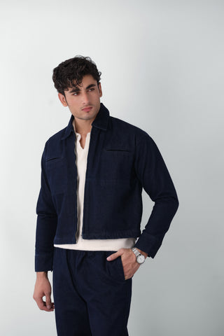 Zip-up Short Jacket in Denim