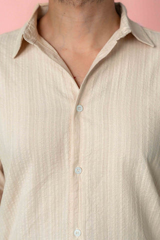 Embroidered Cotton Shirt in Sand - AttirSHIRT