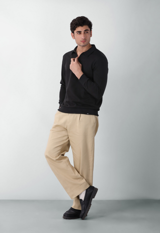 Polo Q-zip Sweatshirt in Black