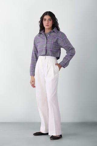 Flannel Crop Shirt in Grey