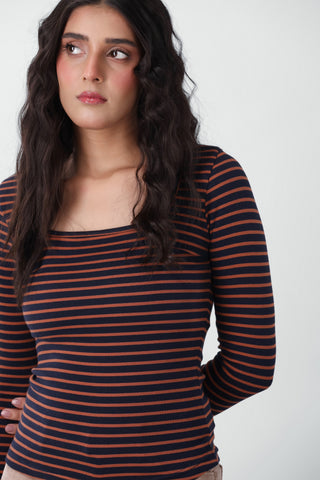 Striped Square Neck Top