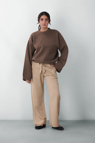 Fluffy Oversized Knitted Jumper in Cocoa - AttirSWEATER