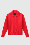 Furry Knitted Collared Cardigan in Scarlet Red CARDIGAN ATTIR-WOMEN