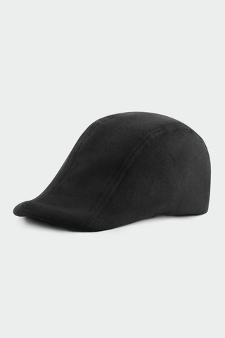 Fuzzy Wool Flat Cap in Black - AttirCAP