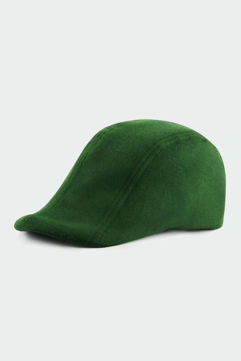 Fuzzy Wool Flat Cap in Green