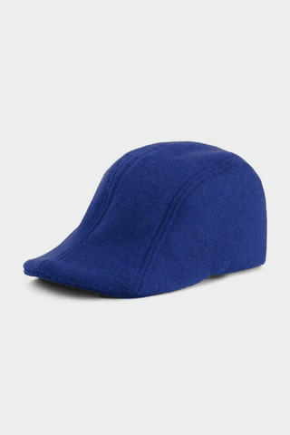 Fuzzy Wool Flat Cap in Navy - AttirCAP