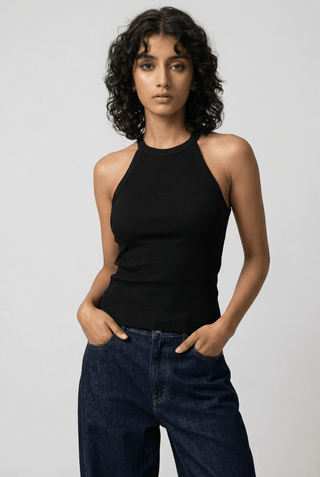 Halter Neck Top in Black - AttirTOP