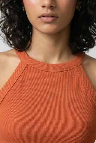 Halter Neck Top in Fluorescent Orange - AttirTOP