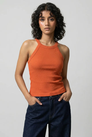 Halter Neck Top in Fluorescent Orange - AttirTOP