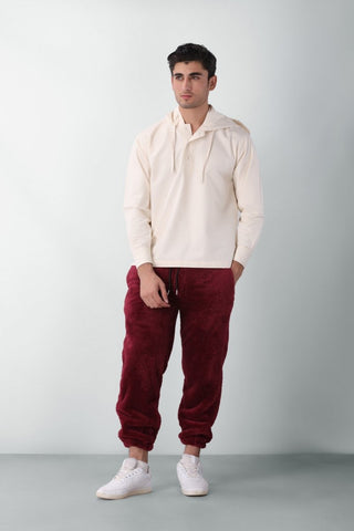 Hoodie Detail Shirt in White - AttirSHIRT