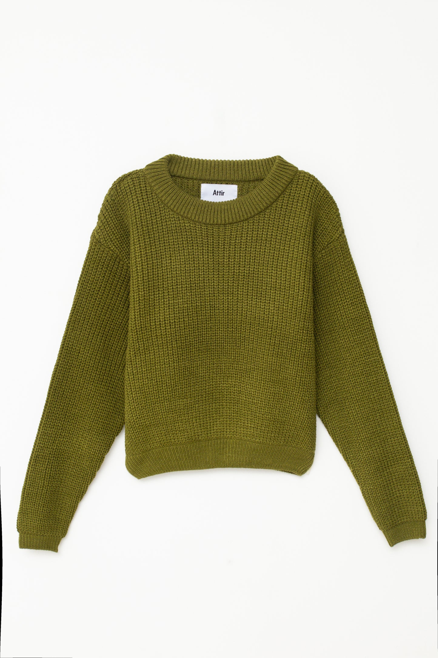 Loose-Knit High Neck Jumper in Green