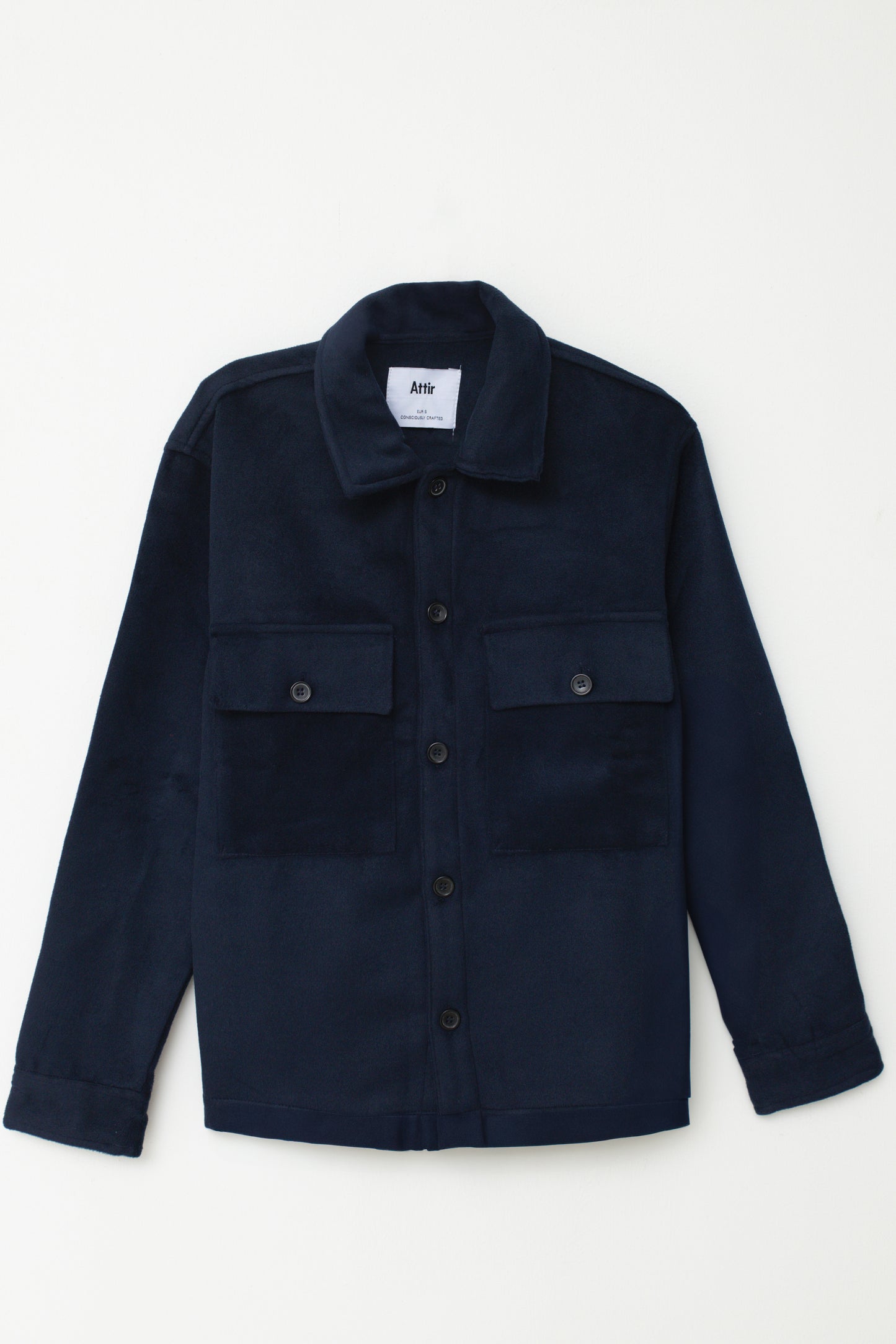 Wool-blend Overshirt in Dark Navy