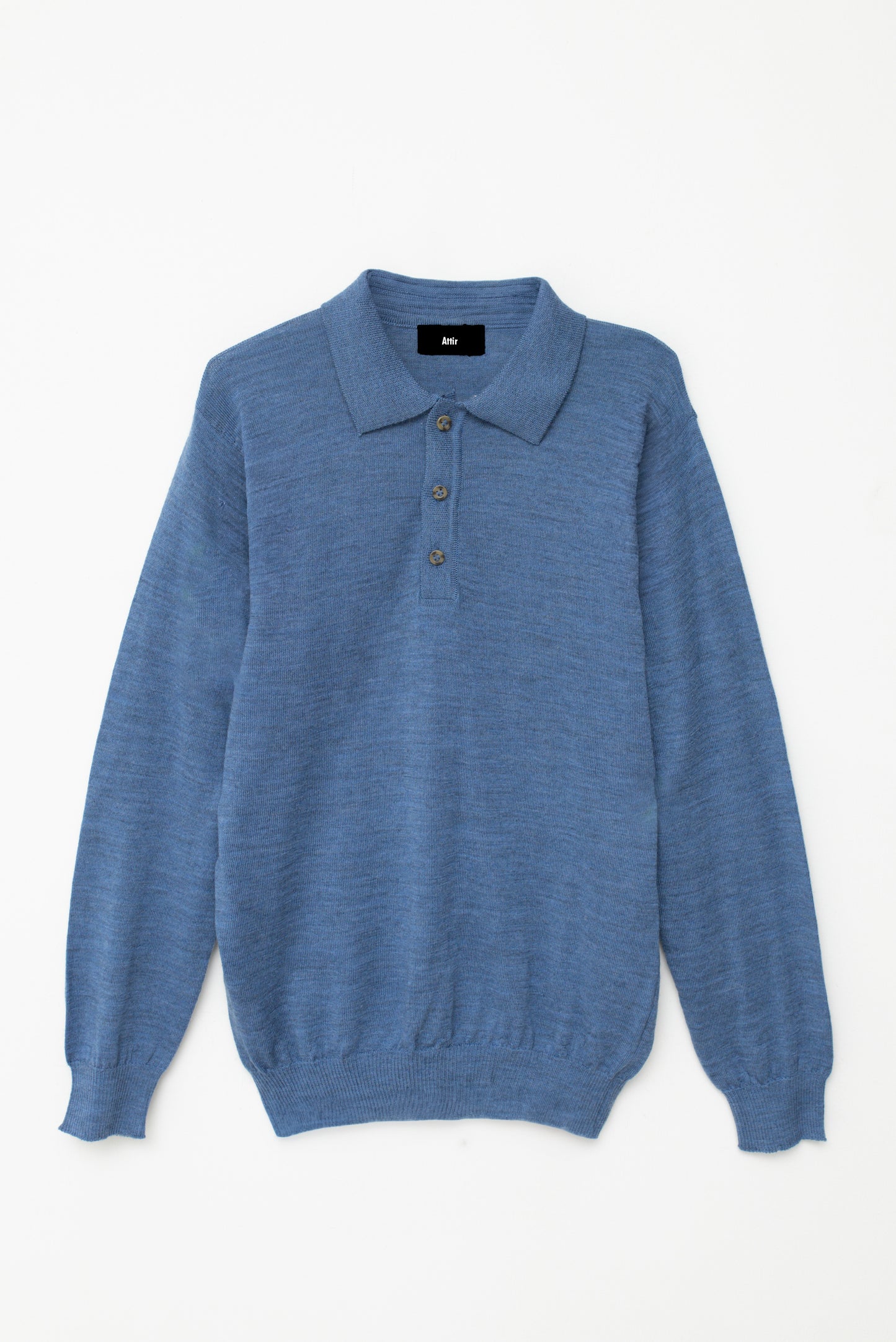 100% Merino Wool Polo in Sky