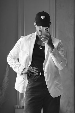 Tailored Linen Blazer in Ivory