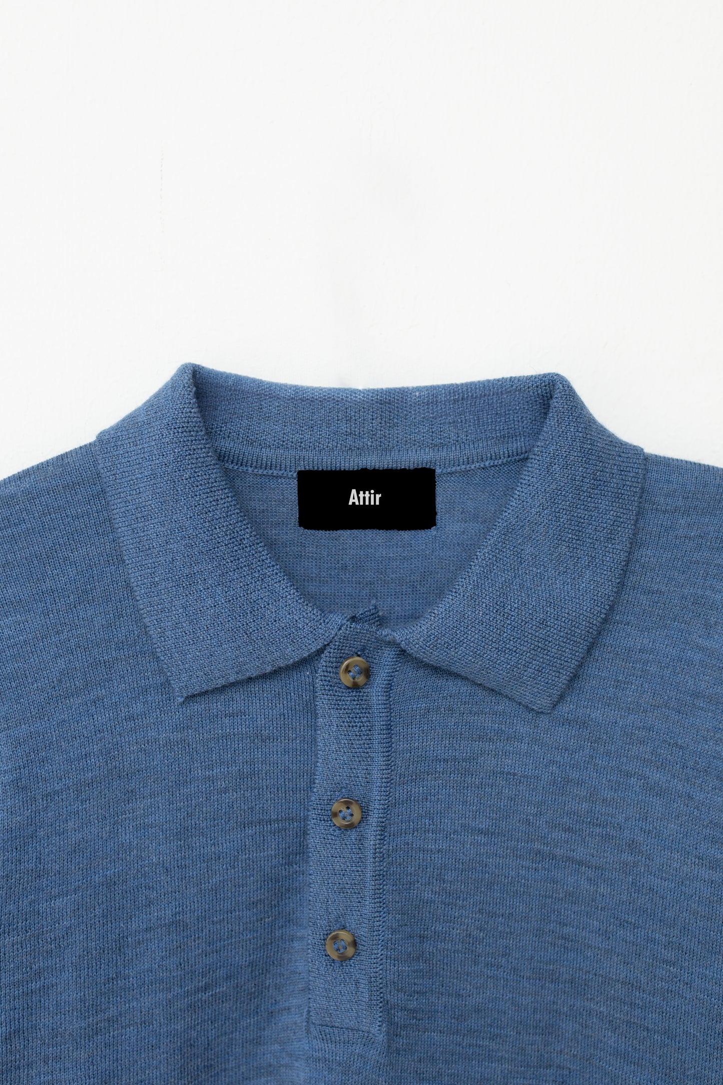 100% Merino Wool Polo in Sky