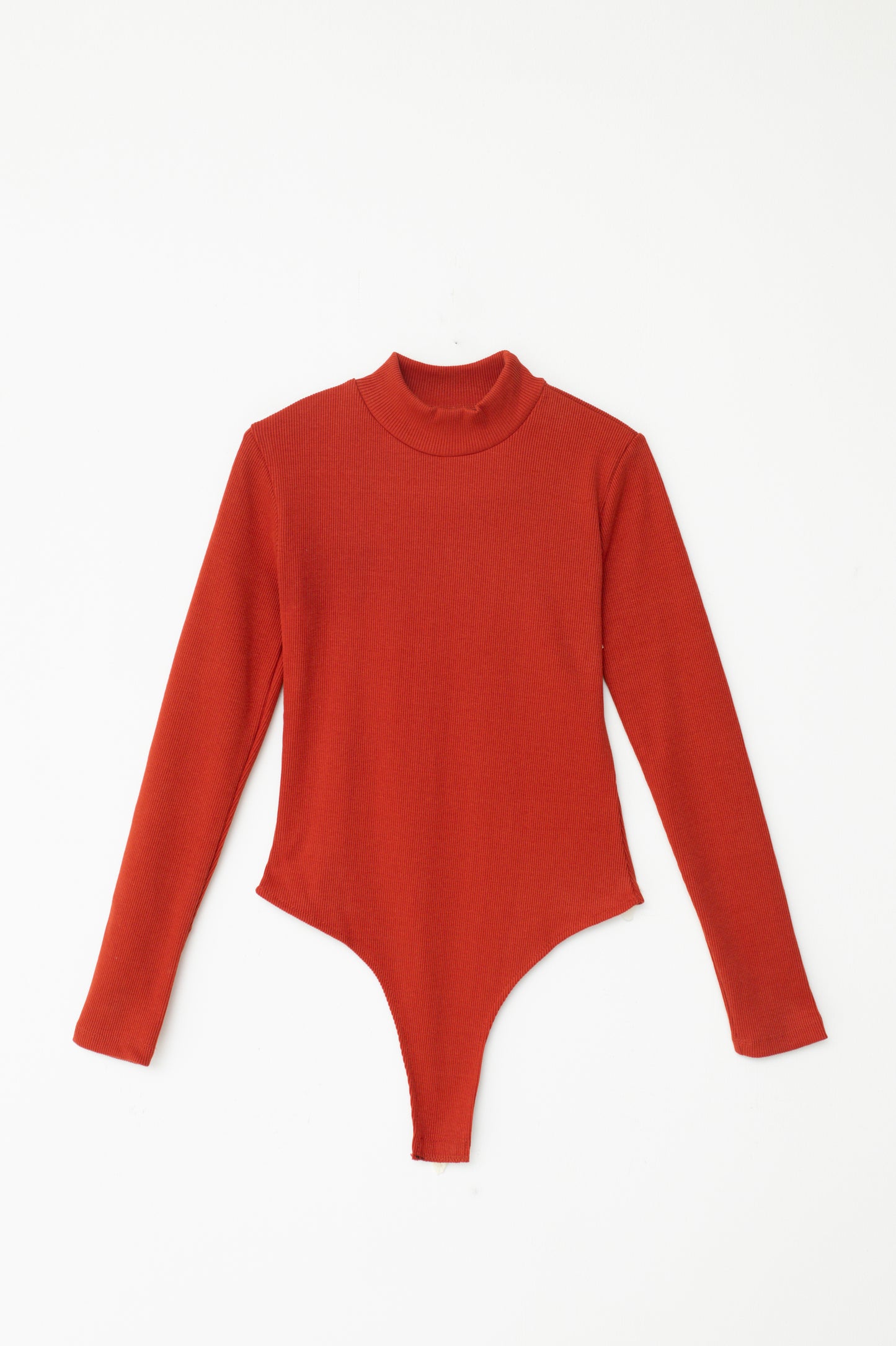 Mock Neck Bodysuit in Carrot Red