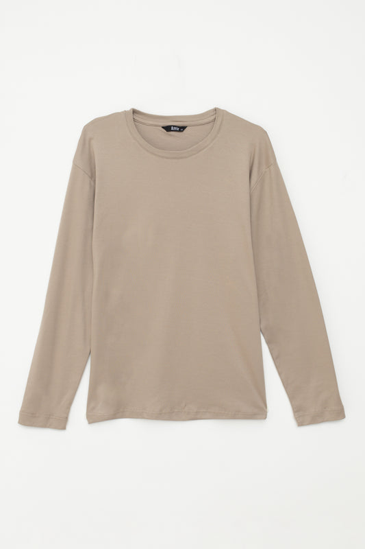 Long Sleeves Premium Tee in Beige