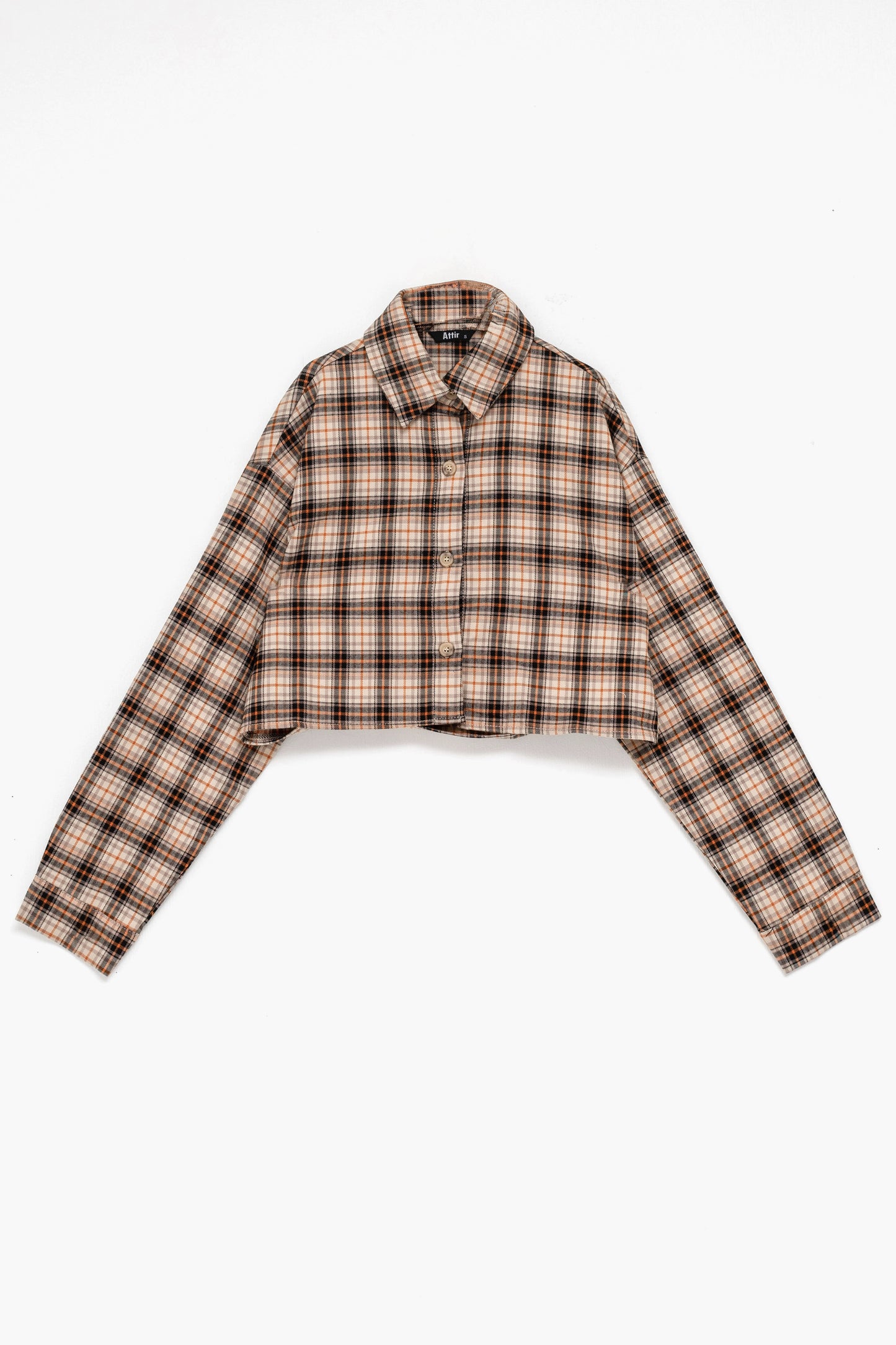 Flannel Crop Shirt in Orange