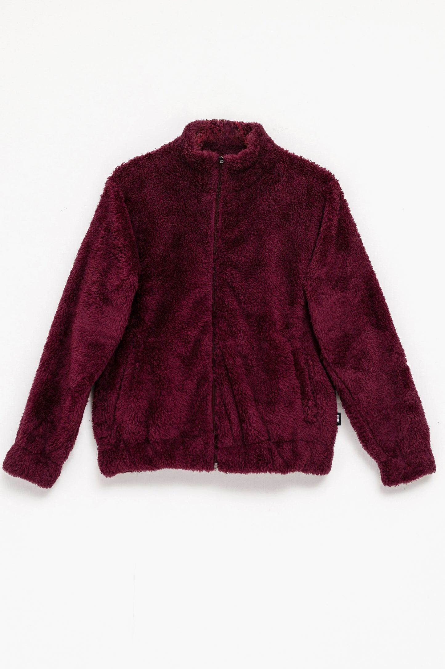 Teddy Fur Mock Jacket in Maroon