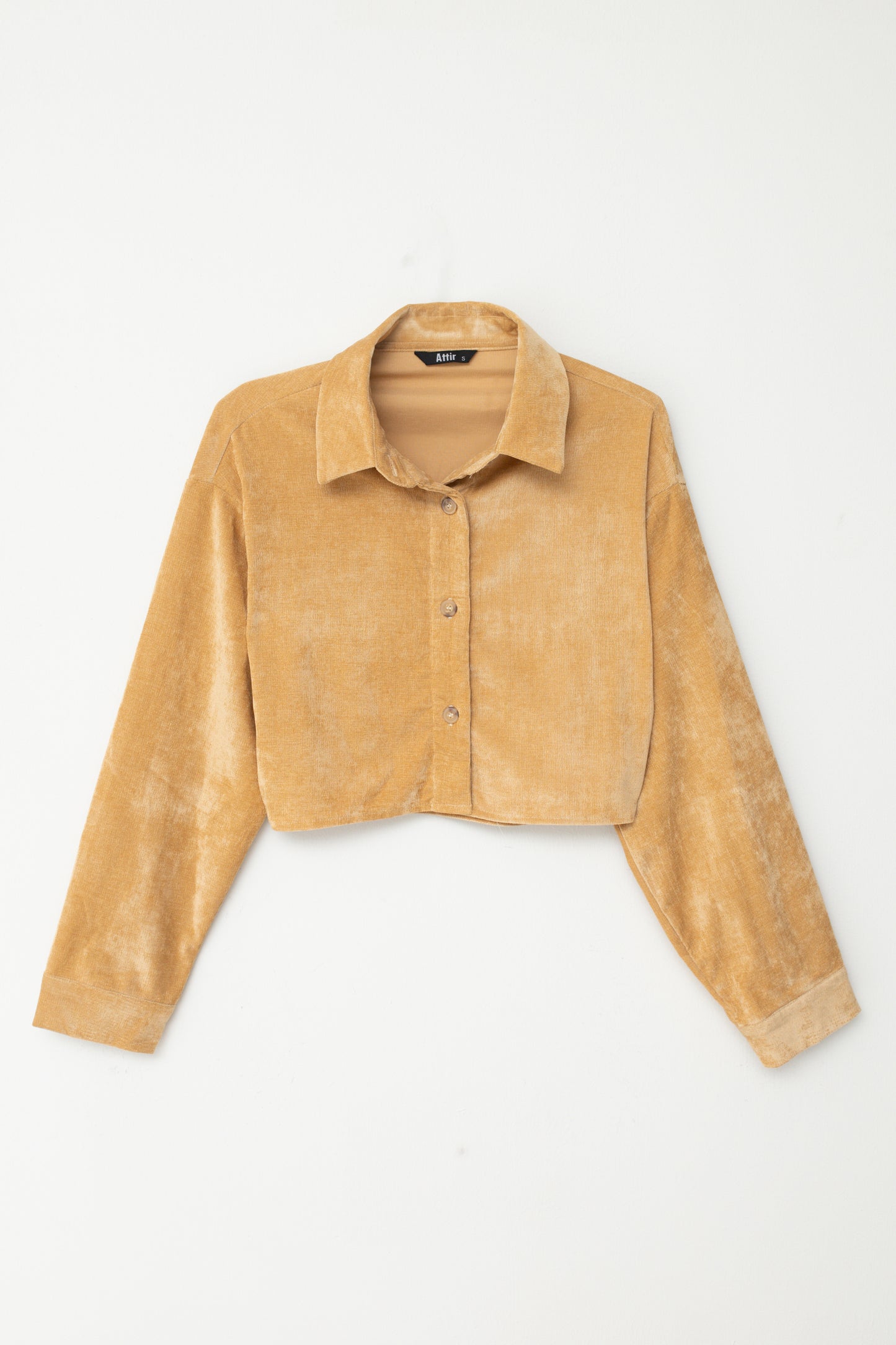 Corduroy Crop Shirt in Golden Mustard