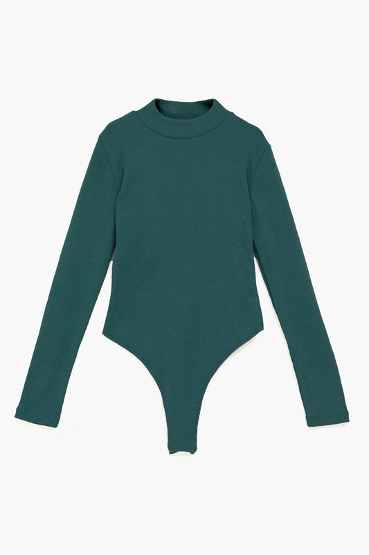 Mock Neck Bodysuit in Deep Teal