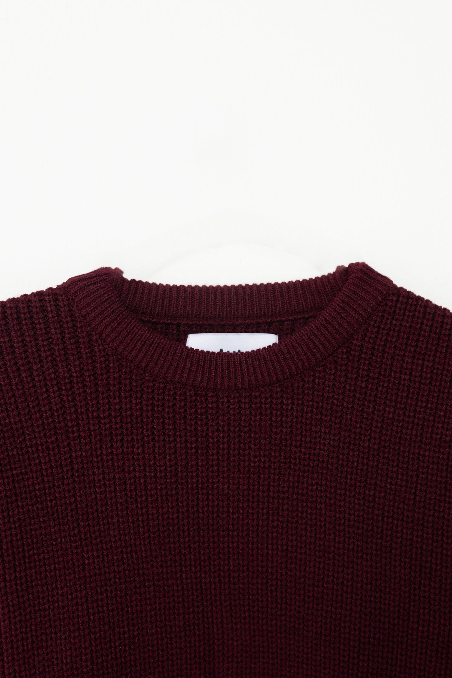 Chunky-knit Round Neck Jumper in Maroon